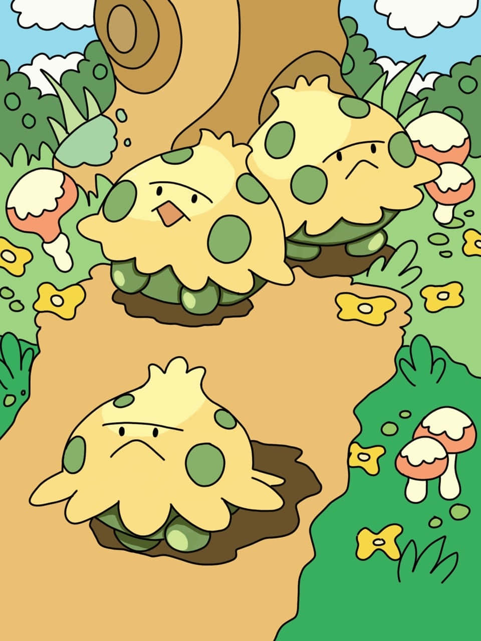 Shroomish Walking Down Path Wallpaper