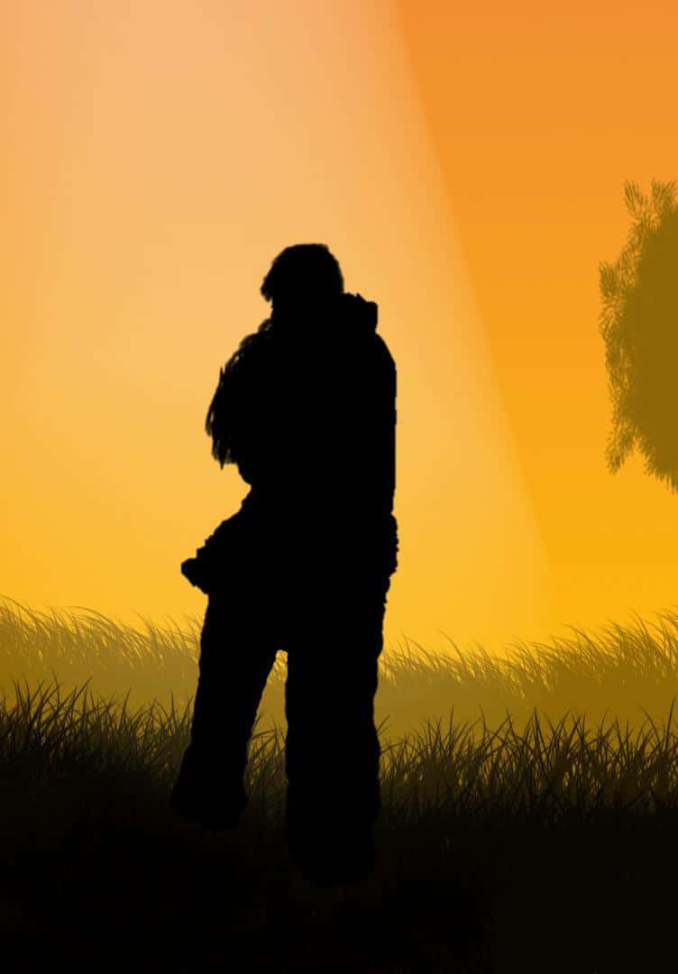 Silhouette Sunset Hug Wallpaper