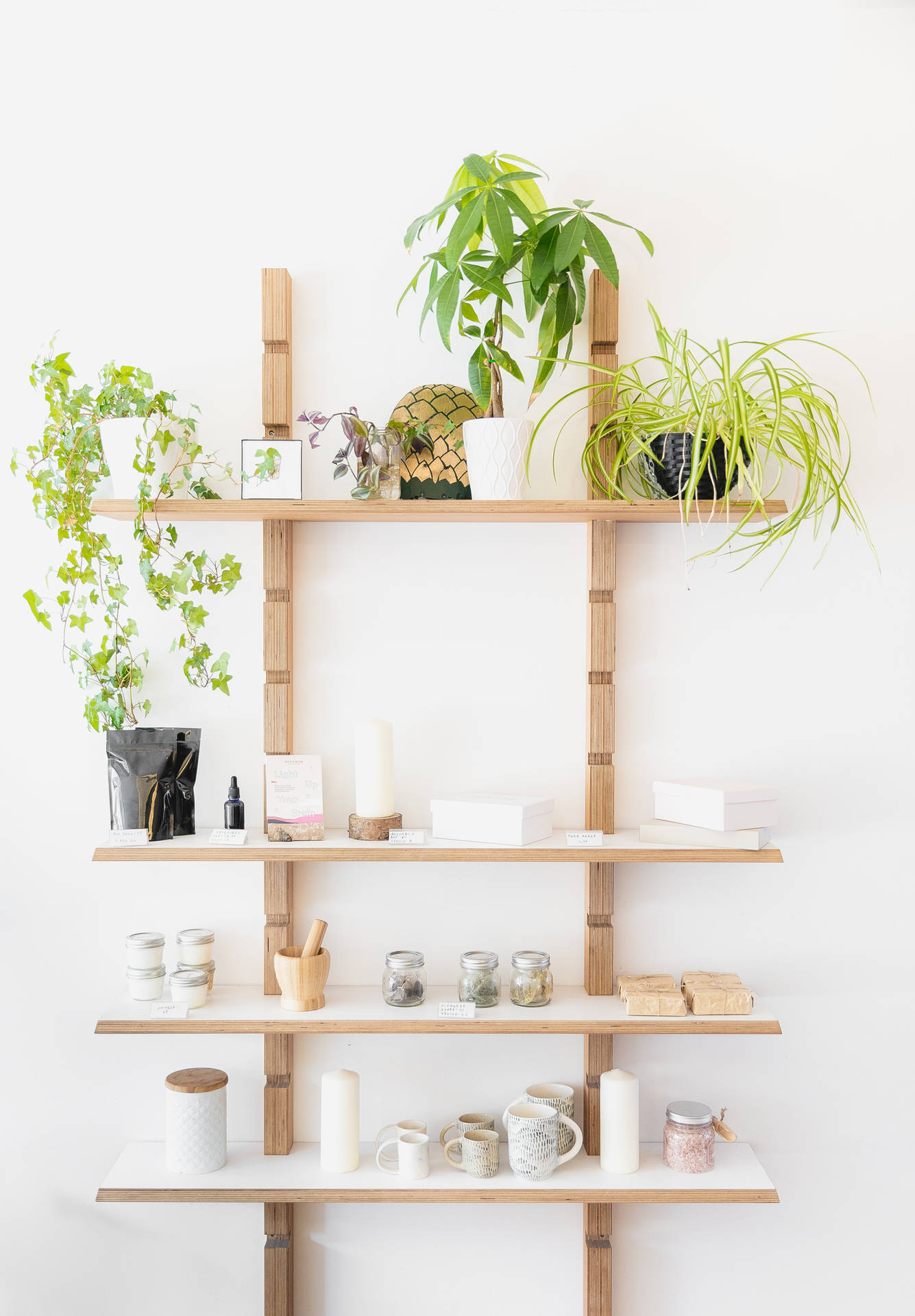Simple Wooden Shelves Wallpaper