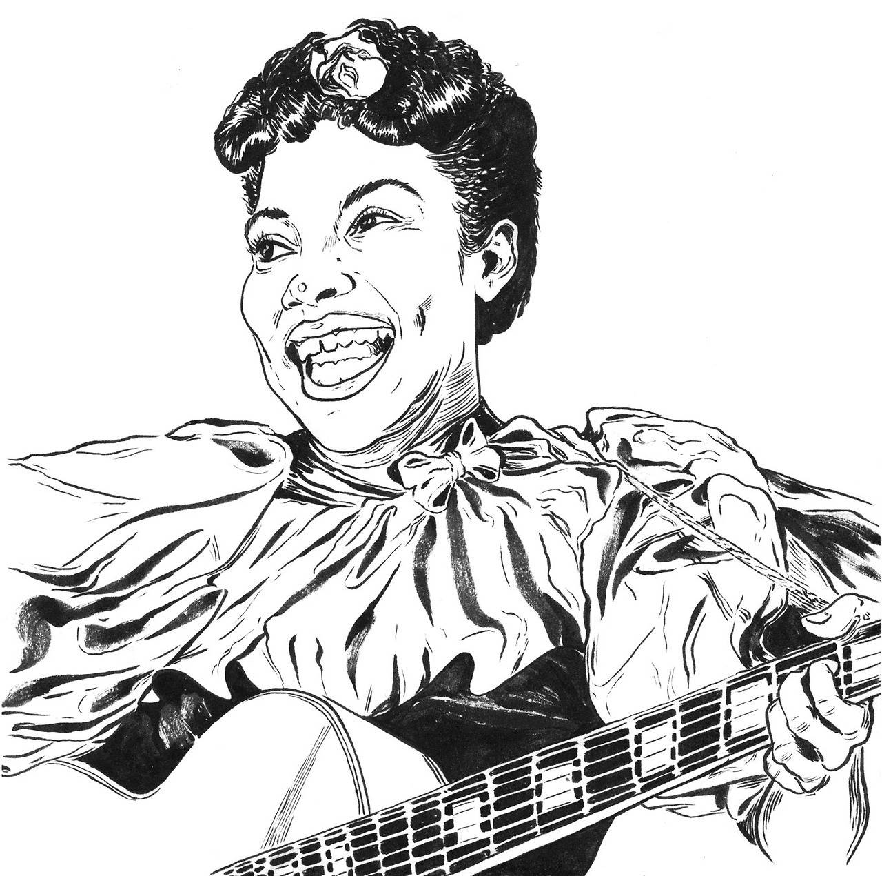 Sister Rosetta Tharpe Portrait Sketch Art Wallpaper