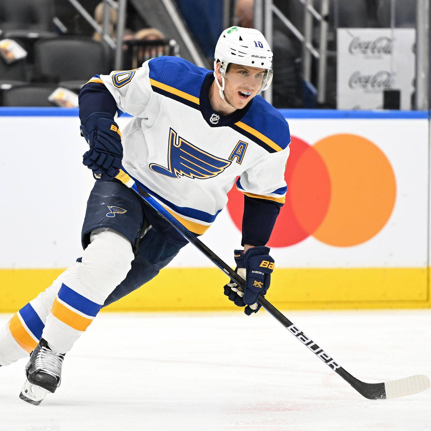 Skating St. Louis Blues Brayden Schenn In Field Wallpaper