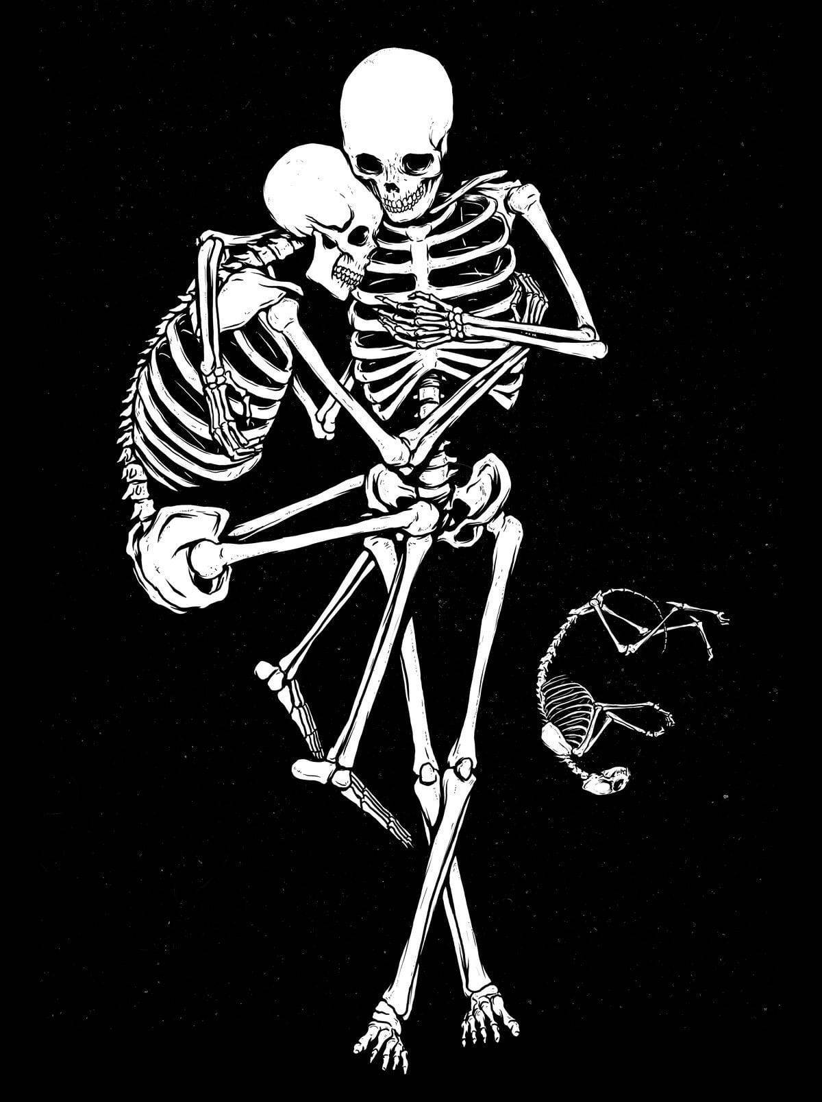 Skeleton Love With Dog Wallpaper