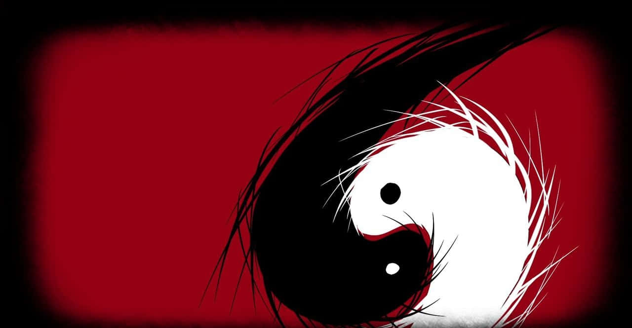 Sketchy Yin Yang Symbol On Red 4k Wallpaper