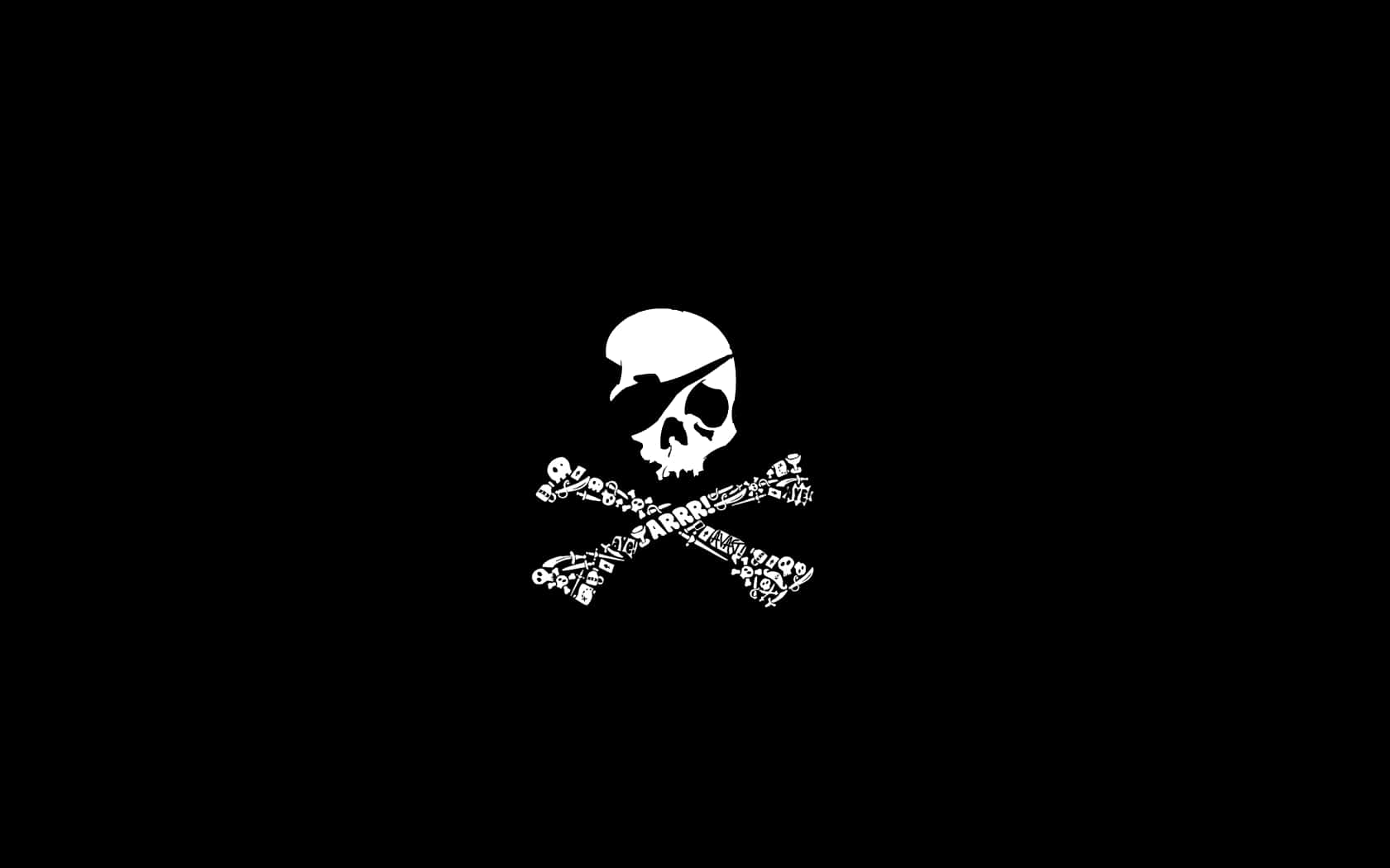 Skull And Crossbones With Patch Wallpaper