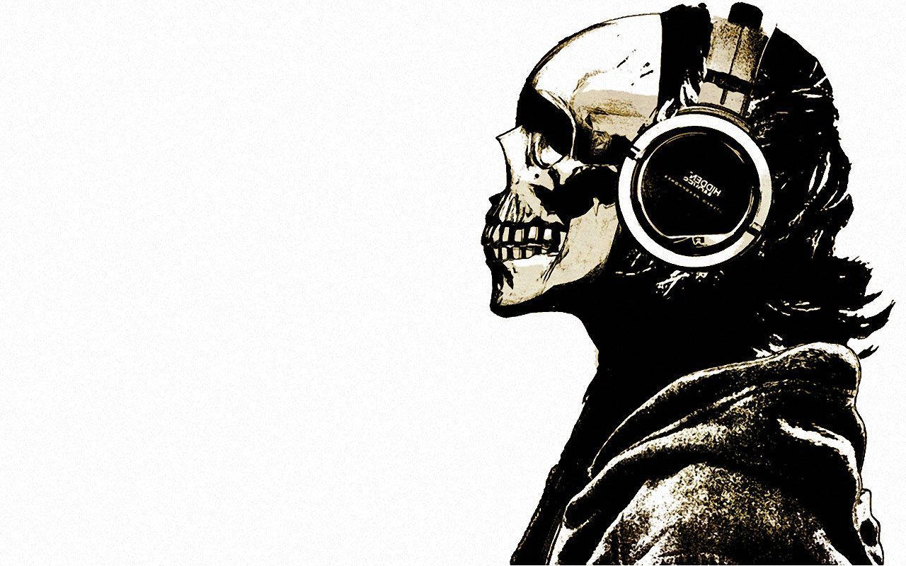 Skull With Headset Wallpaper