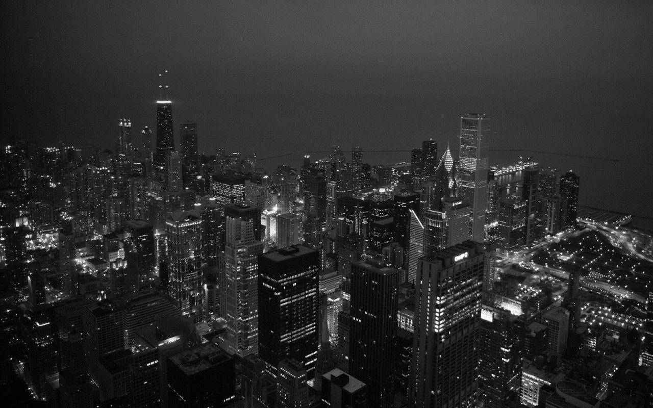 Skyline Aesthetic Black And White Laptop Background Wallpaper