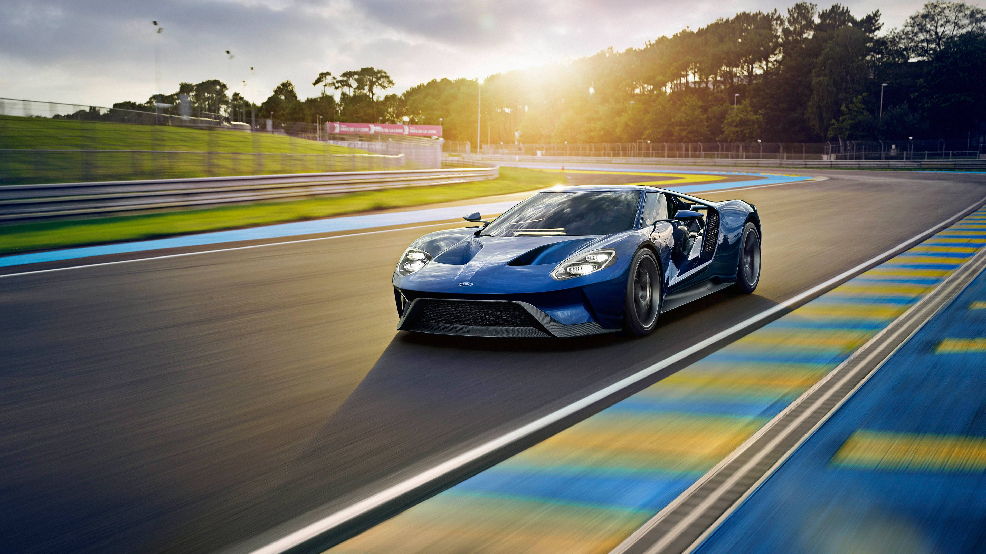 Sleek And Shiny 2017 Ford Gt In Brilliant Blue Wallpaper