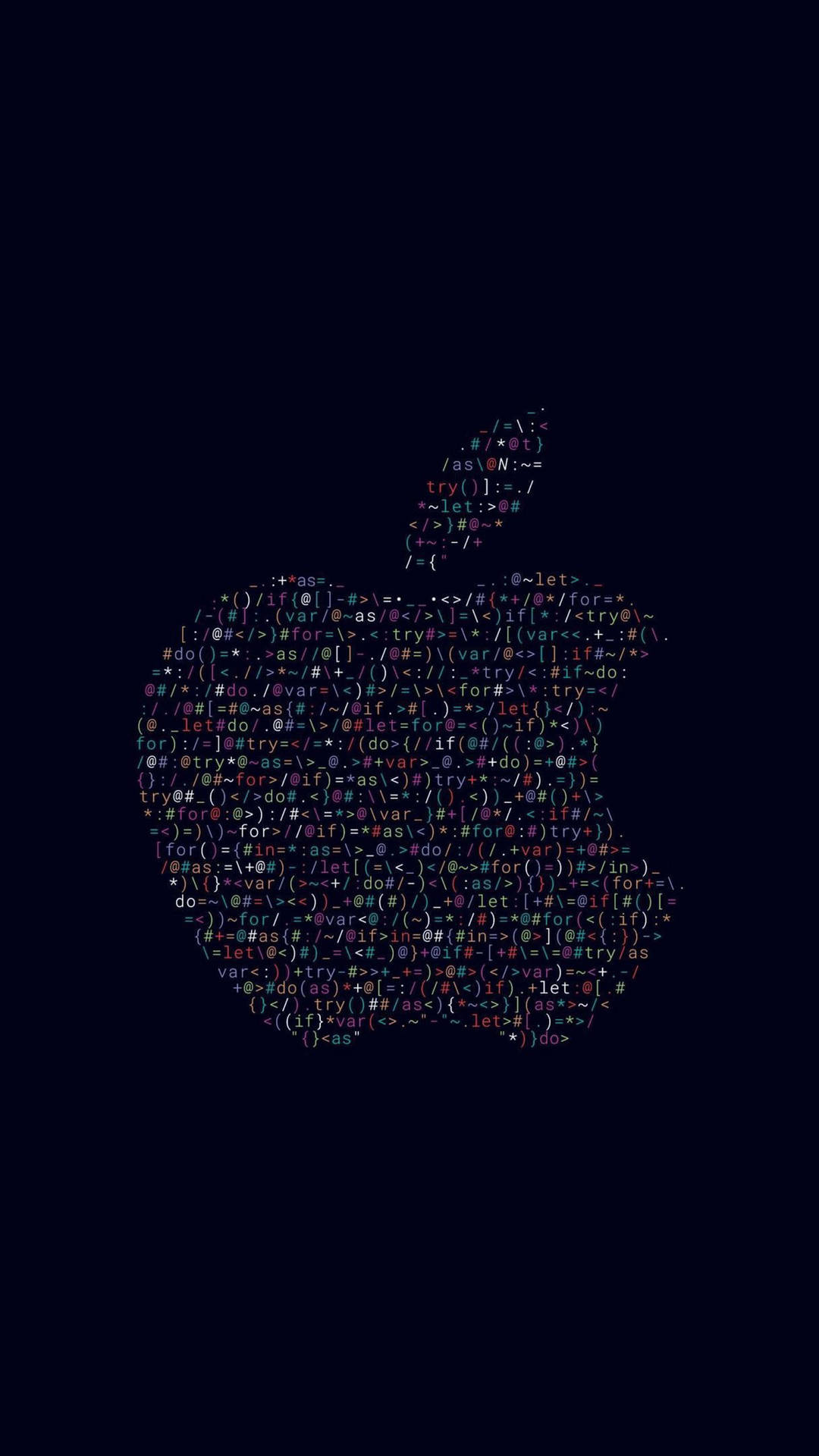 Sleek Black Iphone Flaunting Apple Code Logo Wallpaper