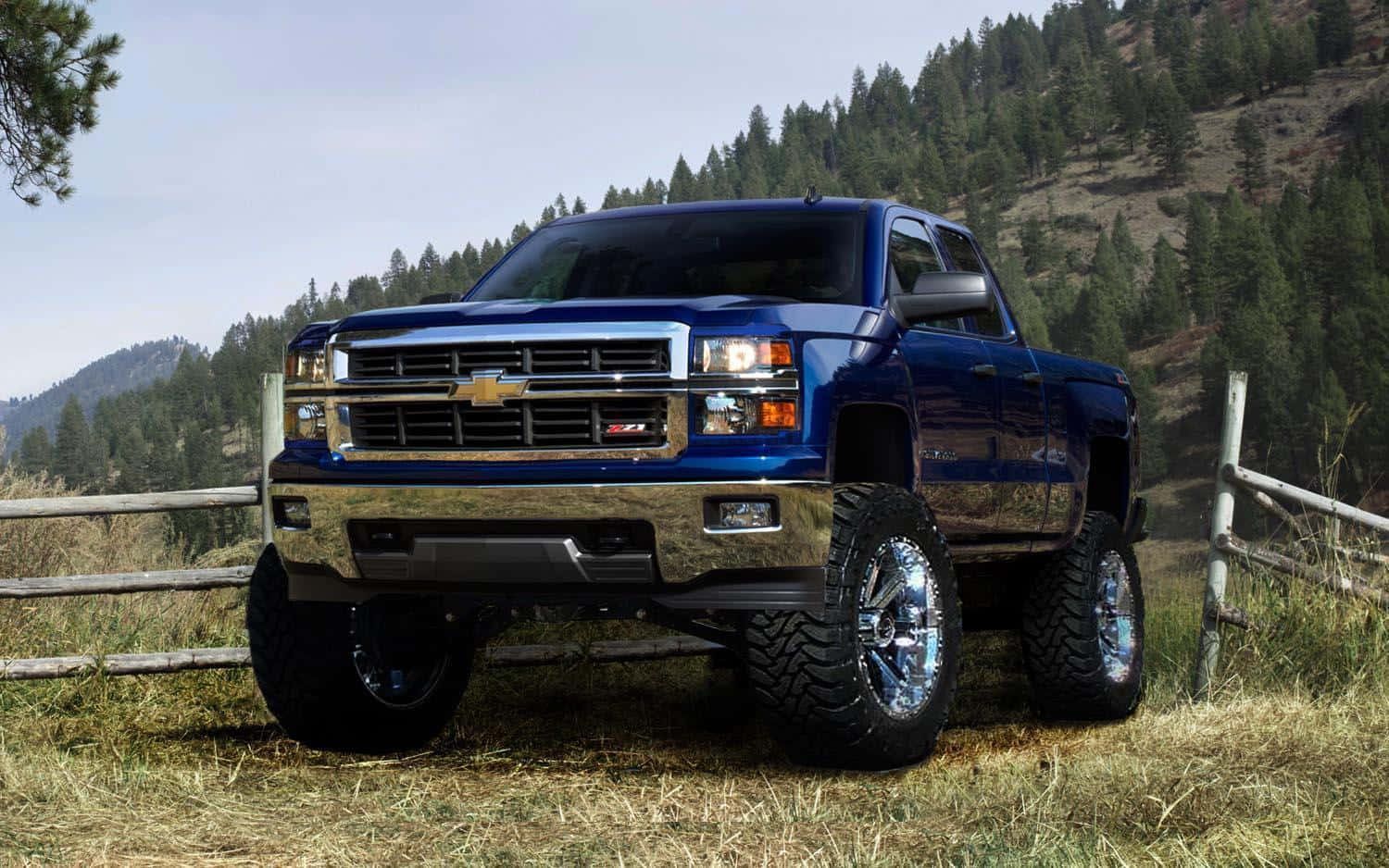 Sleek Blue 2014 Chevrolet Silverado 1500 Pickup Truck Wallpaper