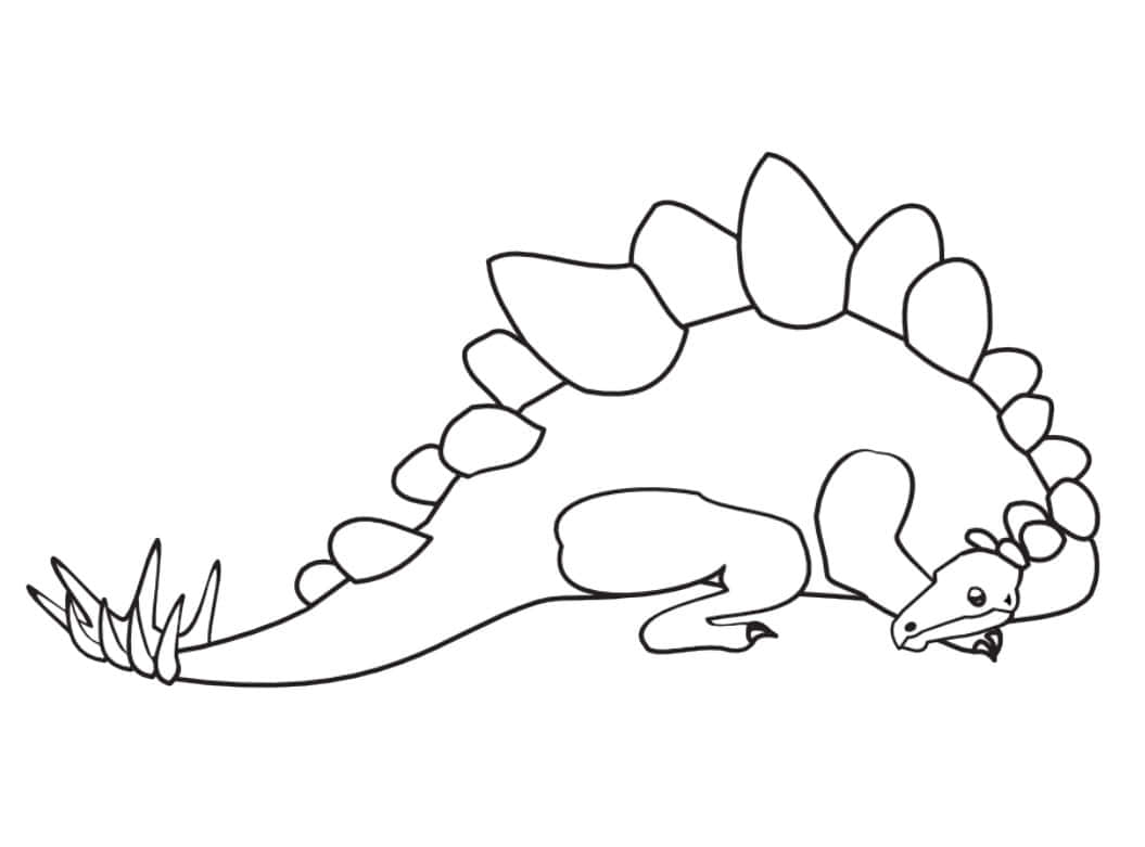 Sleeping Cute Dino Stegosaurus Line Illustration Wallpaper