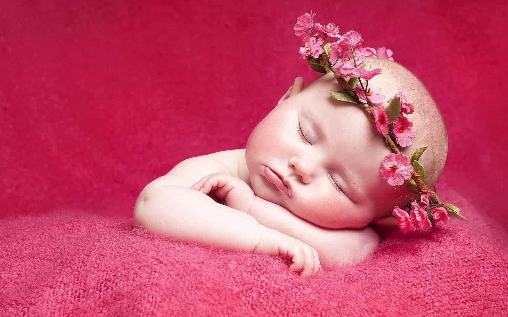 Sleeping Newborn Floral Crown.jpg Wallpaper