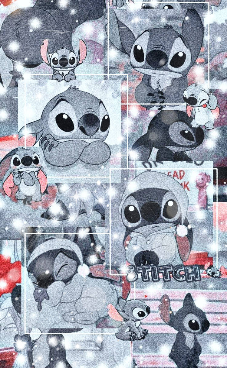 Sleepy And Upset Stitch Collage Wallpaper