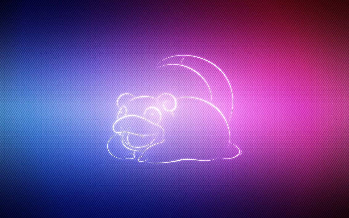 Slowpoke Outline Neon Wallpaper