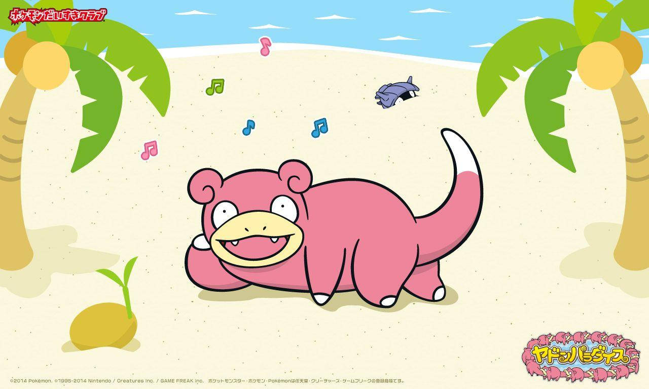 Slowpoke Relaxing On The Beach Wallpaper