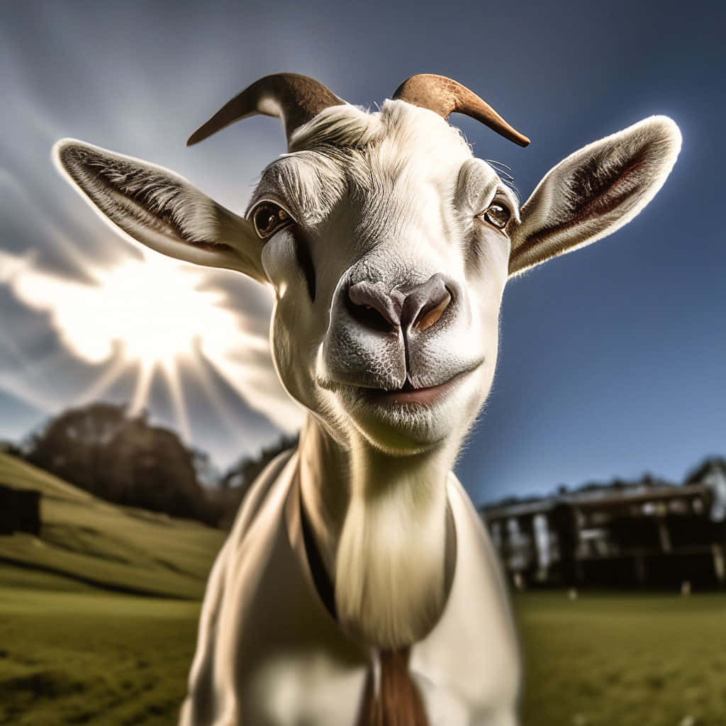 Smiling Goat Sunburst Background Wallpaper