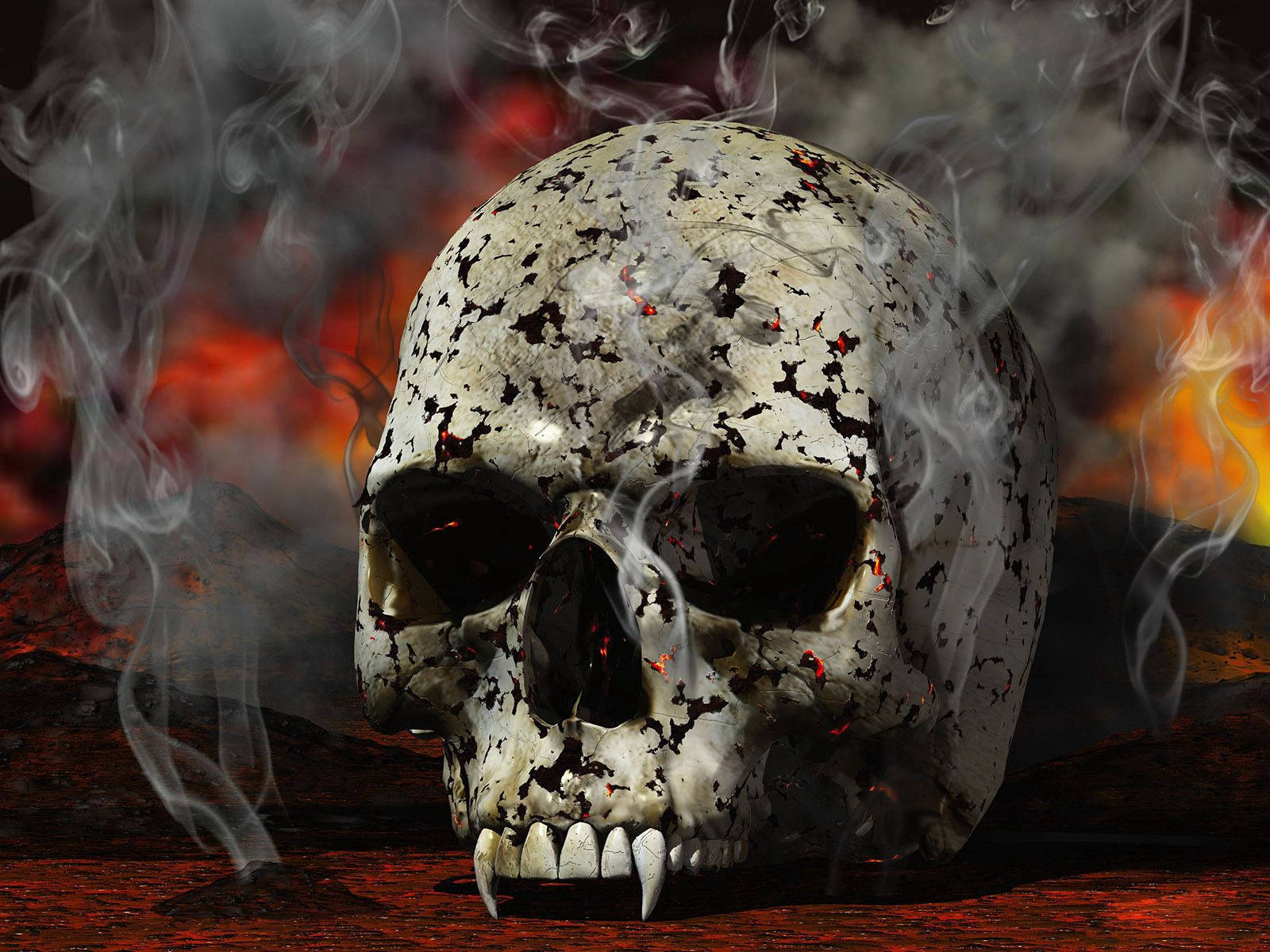 Smokey Red And Black Vampire Skull Wallpaper