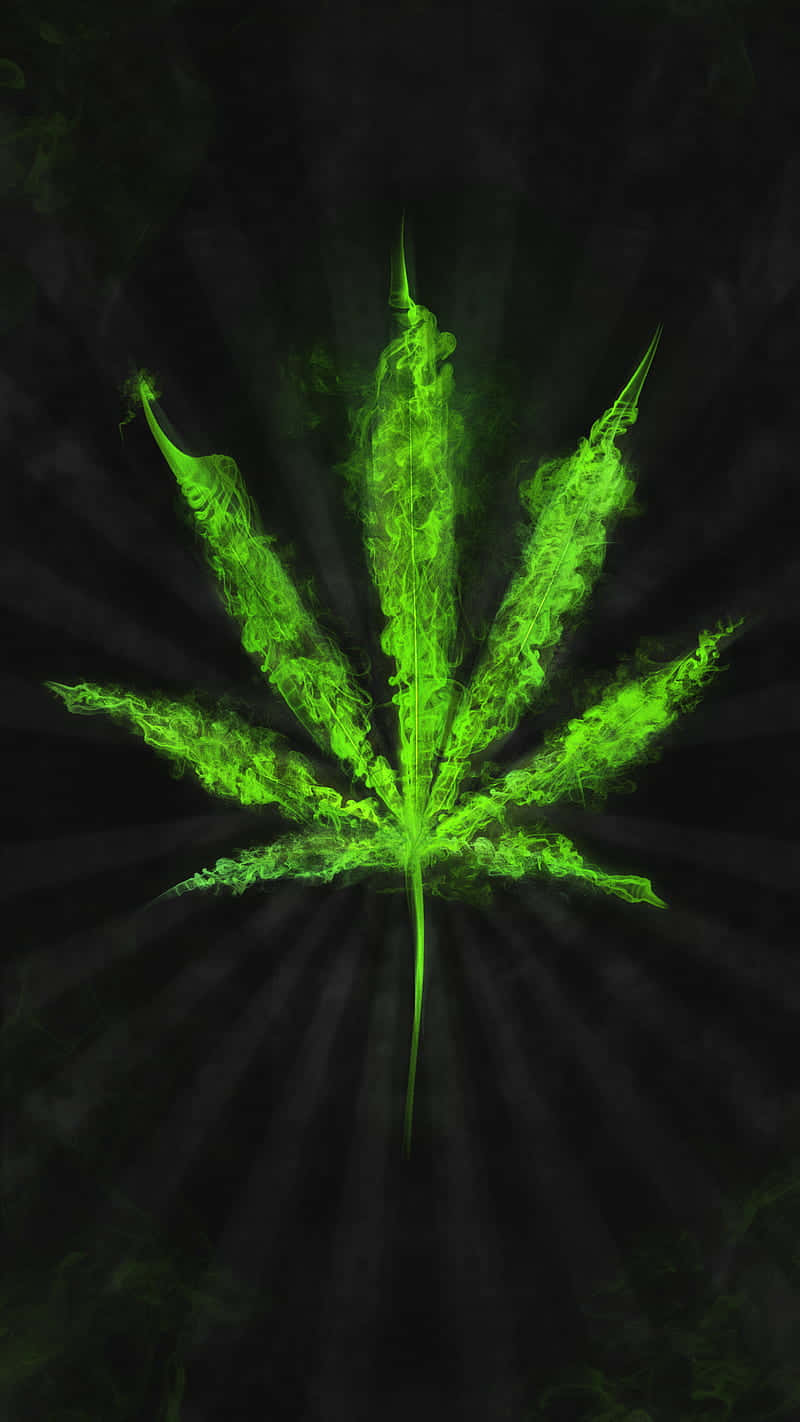 Smoky Neon Cannabis Leaf Wallpaper