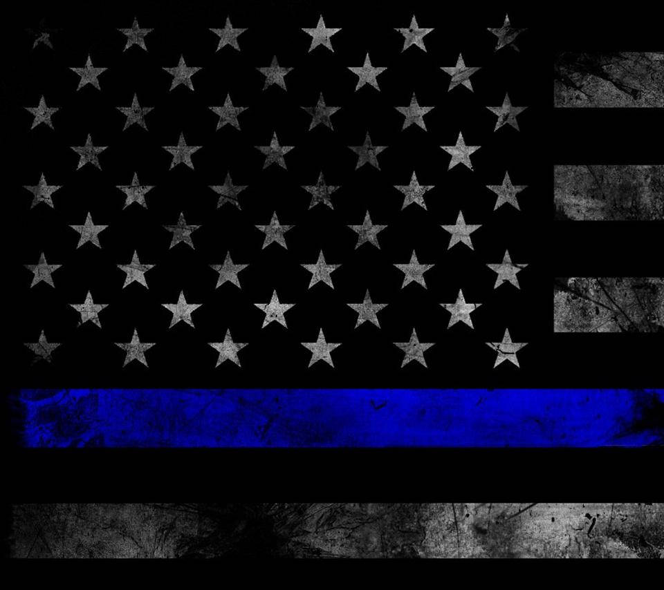 Smudged Thin Blue Line Flag Wallpaper