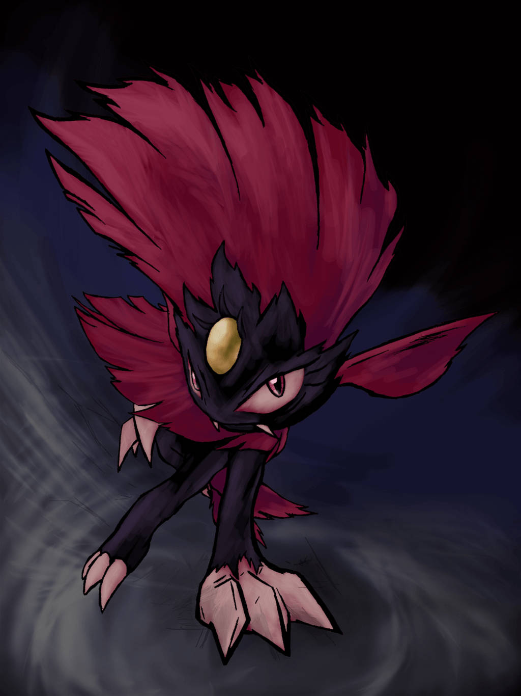 Sneasel Evolution Weavile In Shadows Wallpaper