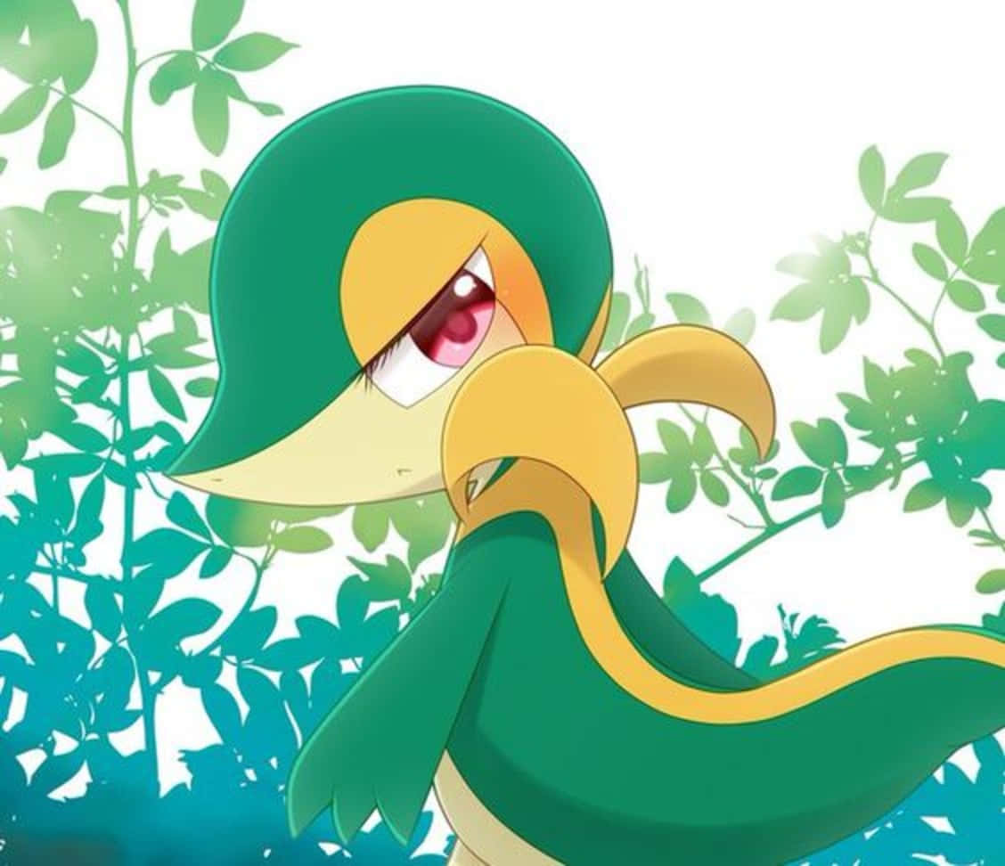 Snivy On Leafy Background Wallpaper