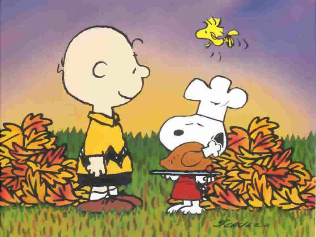 Snoopy And The Gang Celebrating Thanksgiving Wallpaper