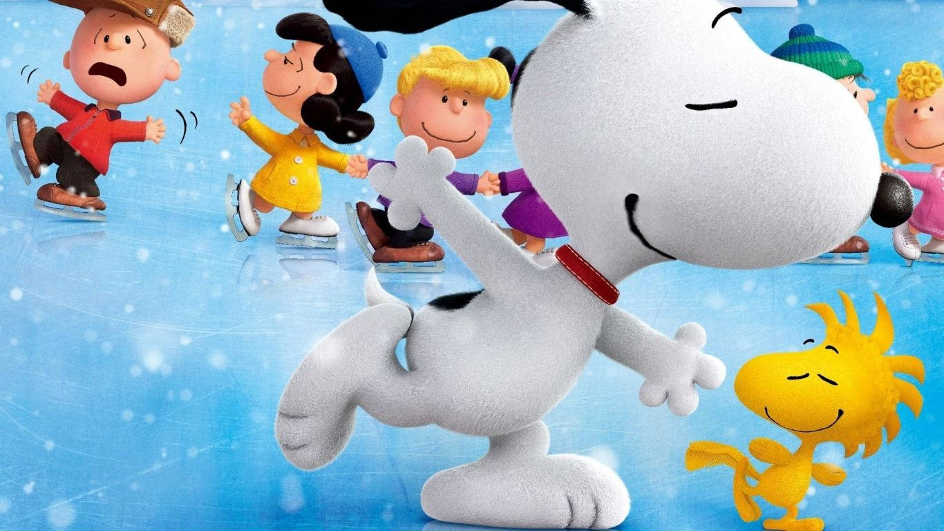 Snoopy Gang Ice Skating Wallpaper