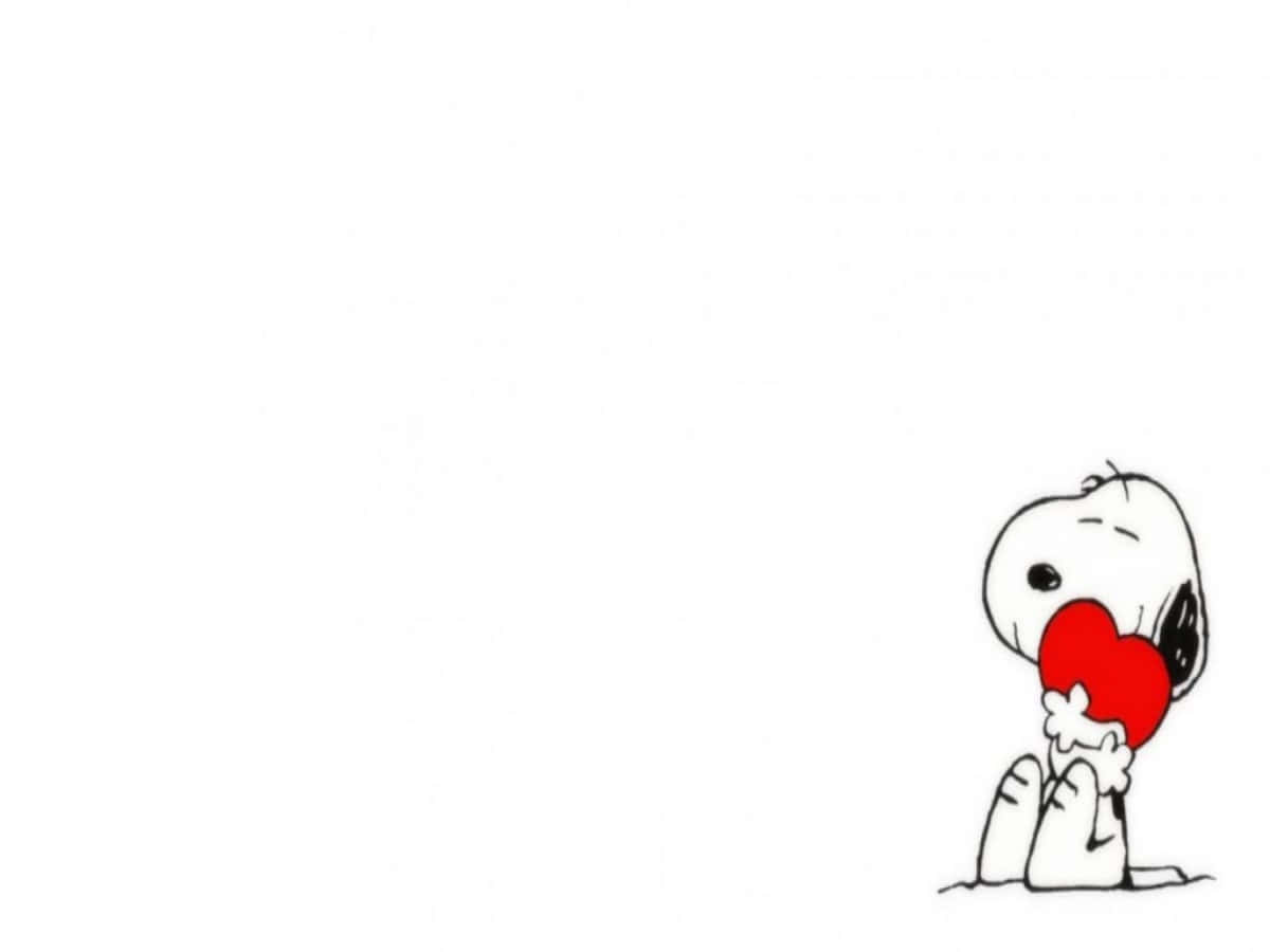 Snoopy Valentine Hugging A Red Heart Wallpaper