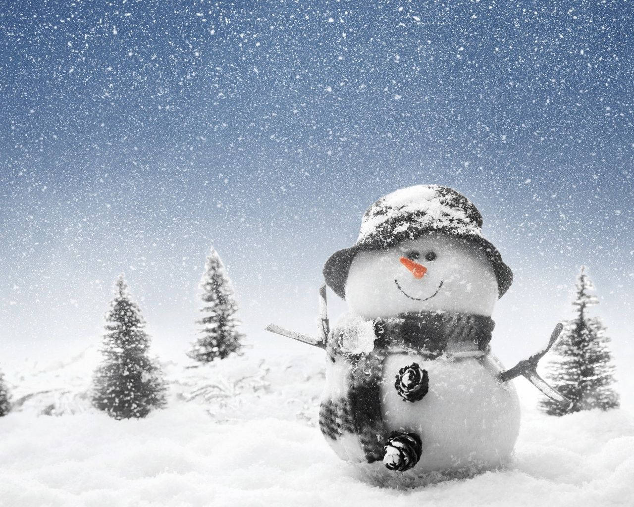 Snowman In Winter Wonderland Wallpaper