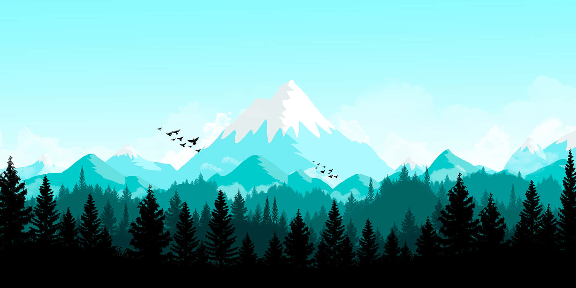 Snowy Mountain Landscape Vector Art Wallpaper