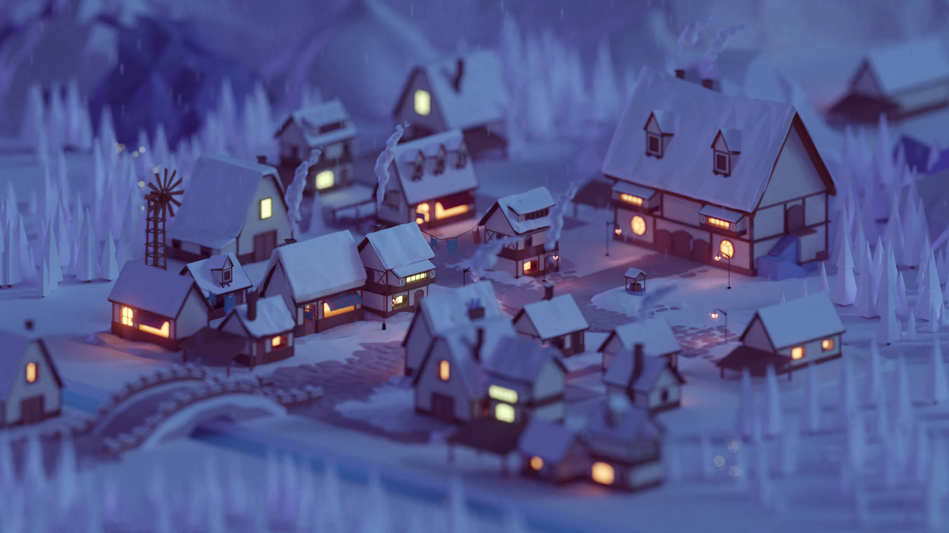 Snowy Village 4d Ultra Hd Wallpaper