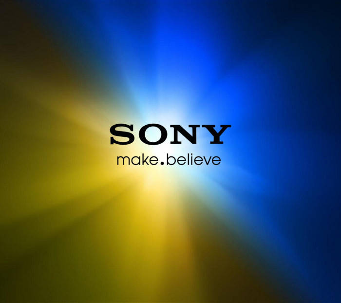 Sony Logo Blue And Yellow Background Wallpaper