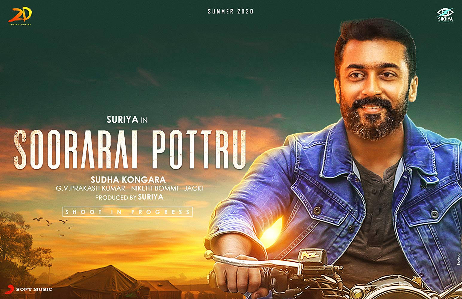 Soorarai Pottru Suriya Riding Motorcycle Sunset Wallpaper