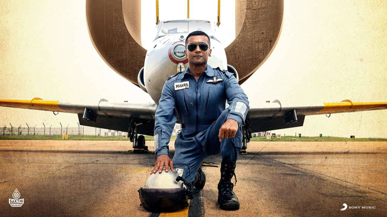 Soorarai Pottru Suriya With Airplane Front View Wallpaper