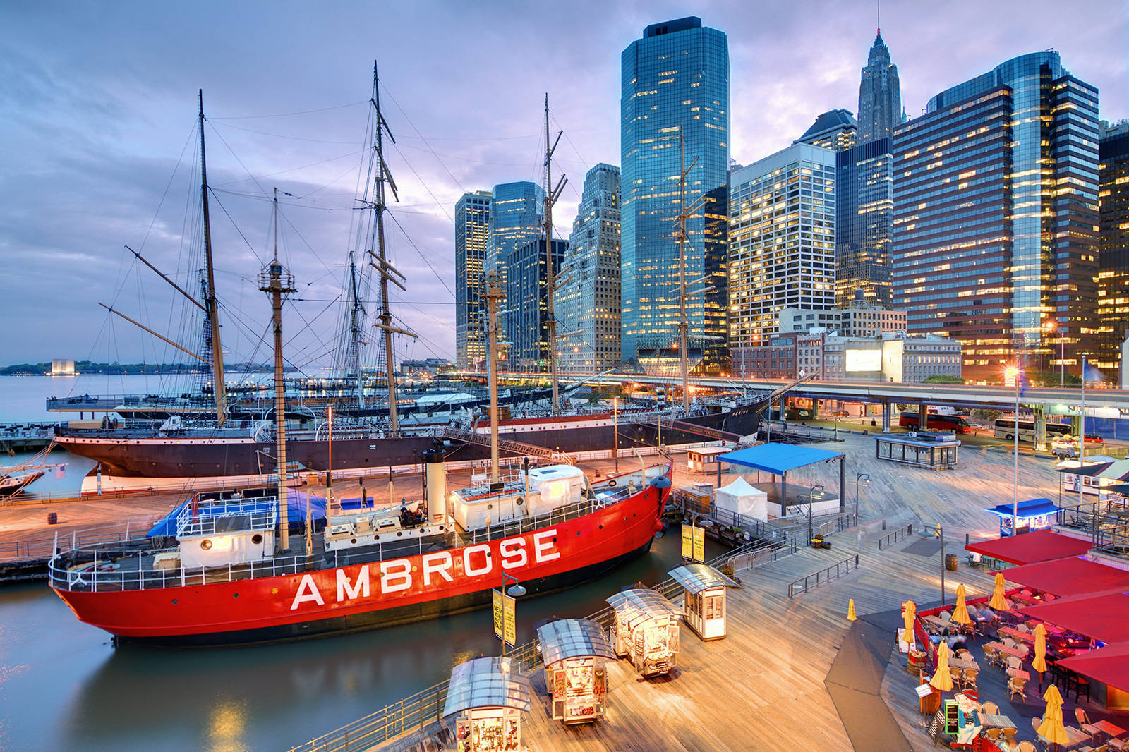 South Street Seaport At Night Wallpaper