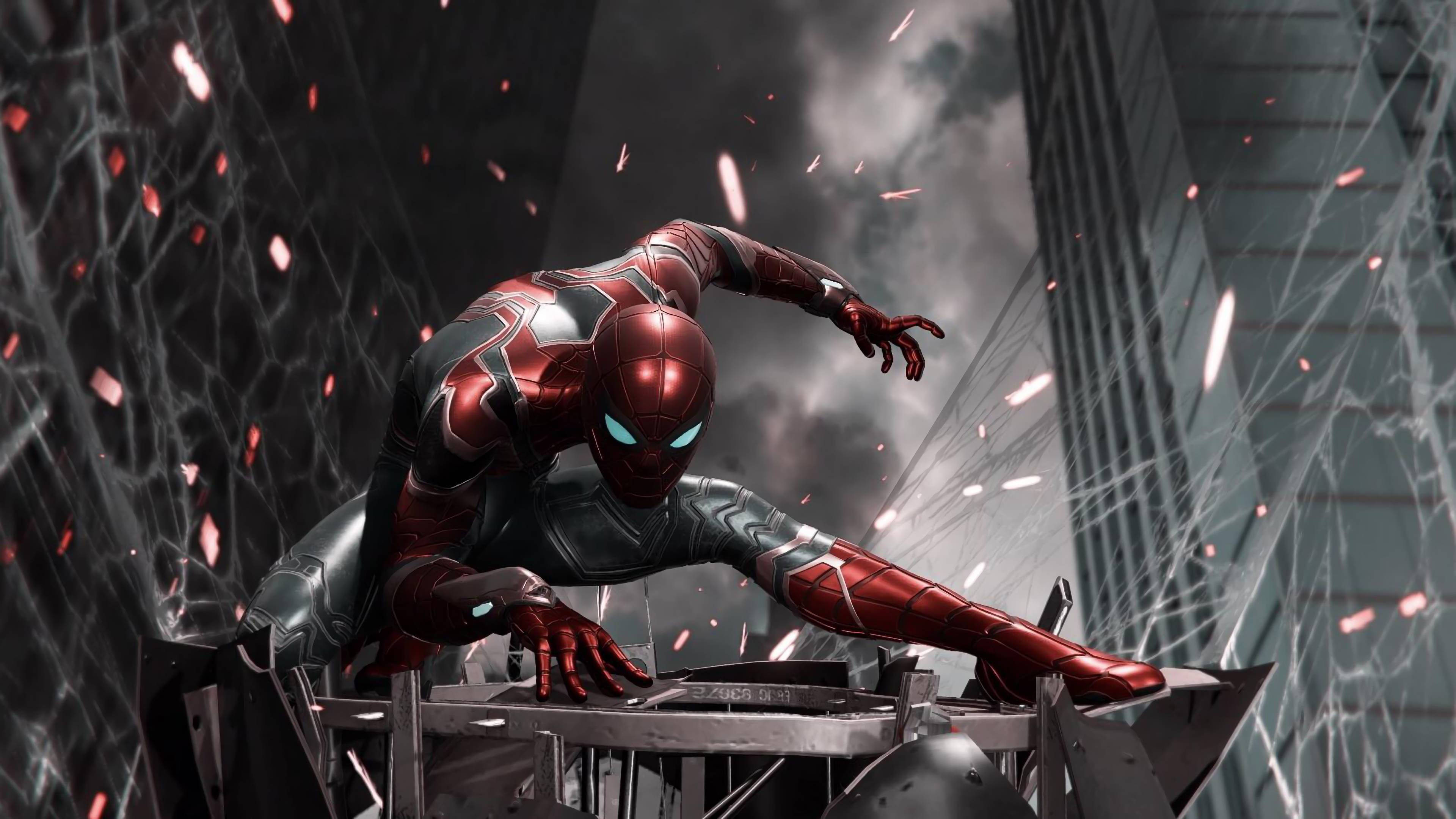 Spiderman Iron Spider City Buildings Wallpaper