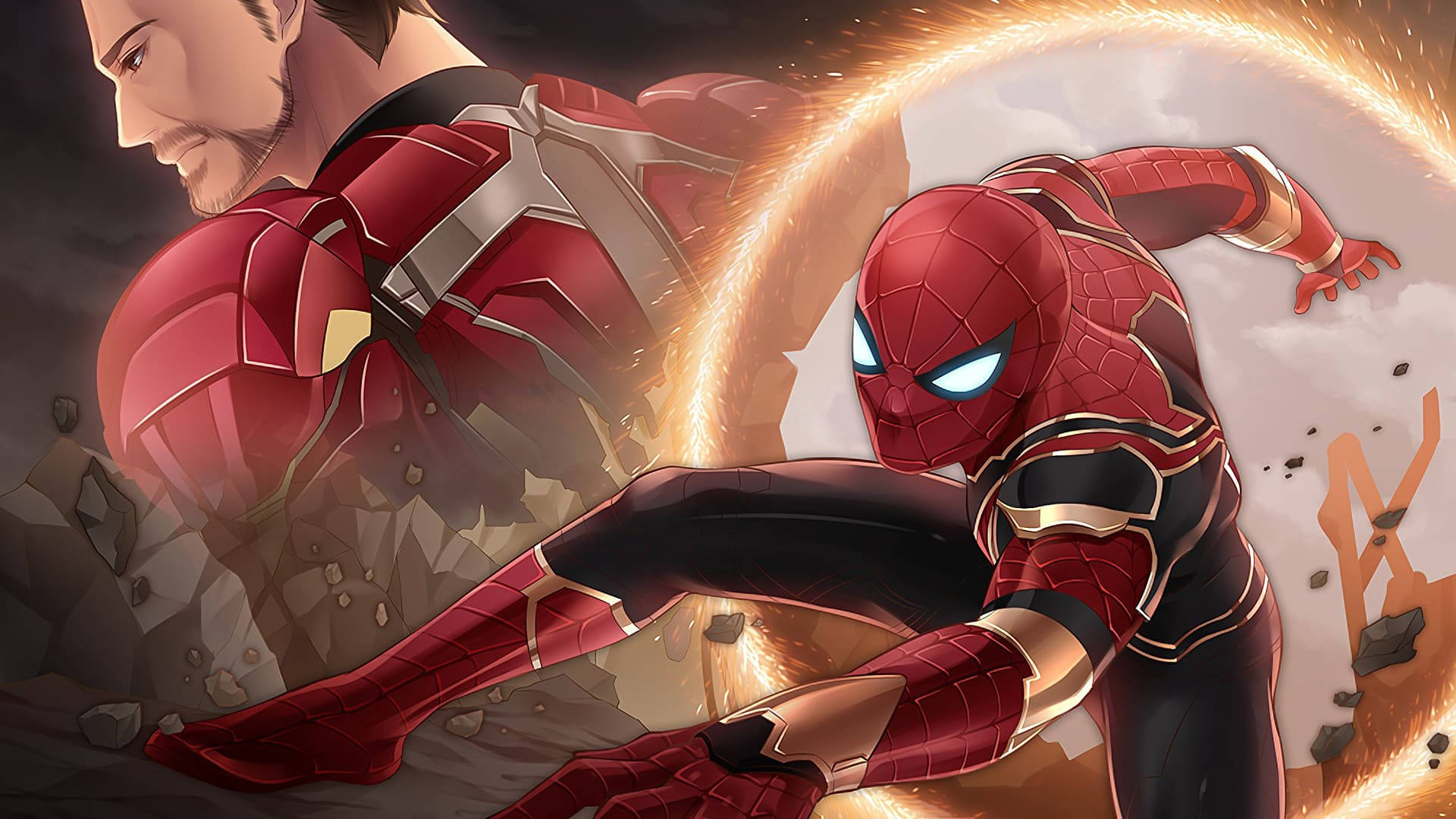 Spiderman Meets Iron Man Wallpaper