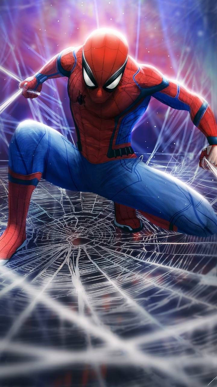 Spiderman Swinging Between Skyscrapers On A Web Wallpaper