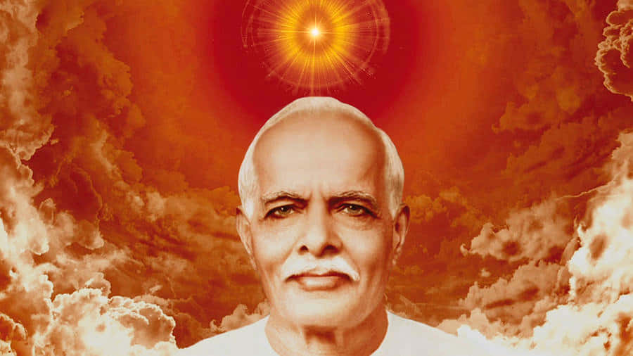 Spiritual Leader Against Orange Sky Wallpaper