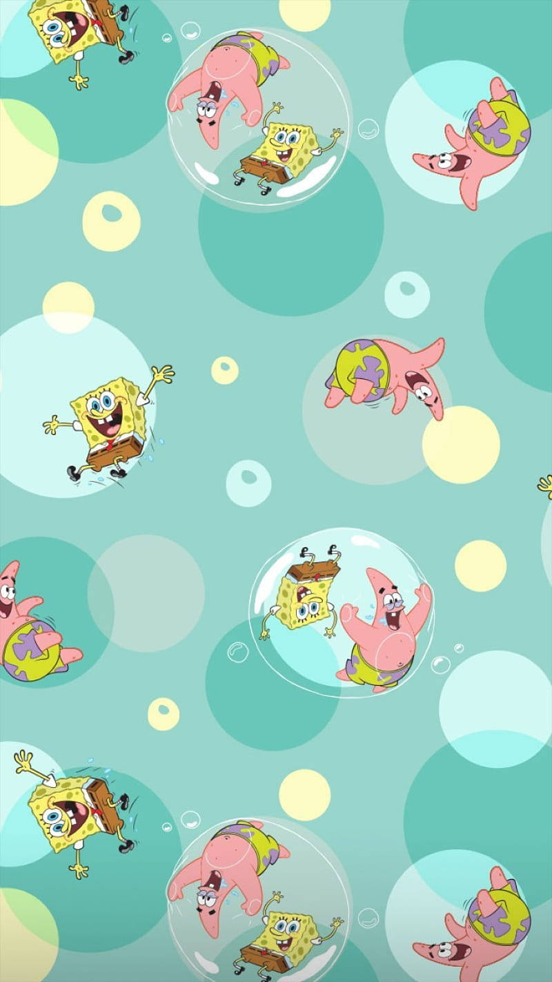 Spongebob And Patrick Inside Bubbles Wallpaper