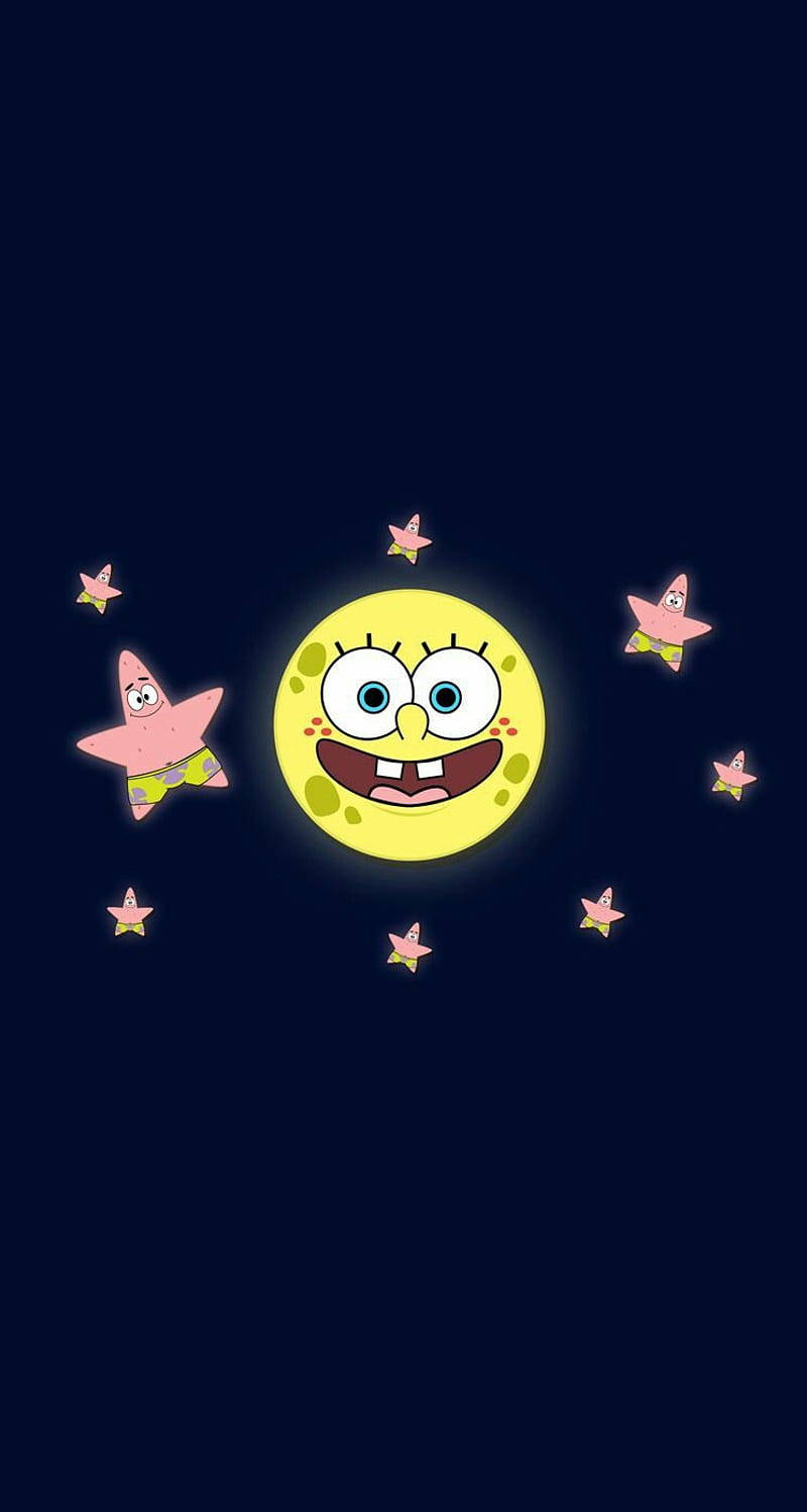 Spongebob And Patrick Moon And Stars Wallpaper