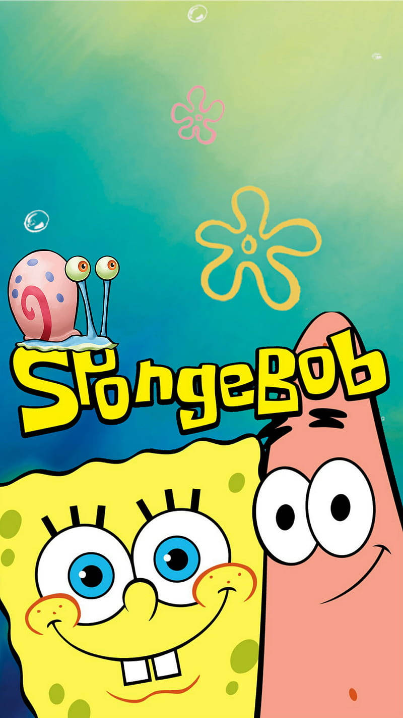 Spongebob And Patrick With Logo Wallpaper