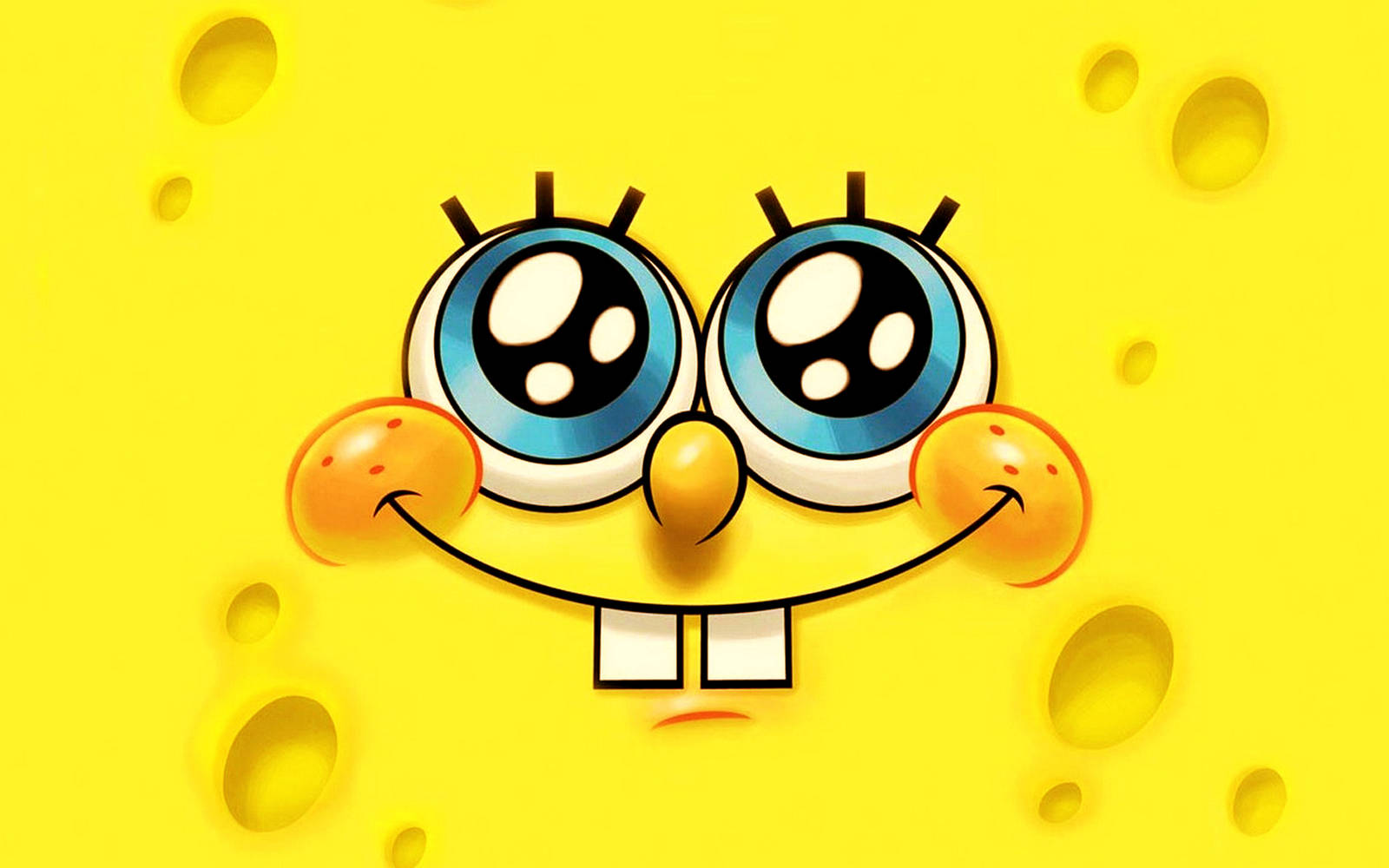 Spongebob Cool Sparkling Eyes And Wide Smile Wallpaper
