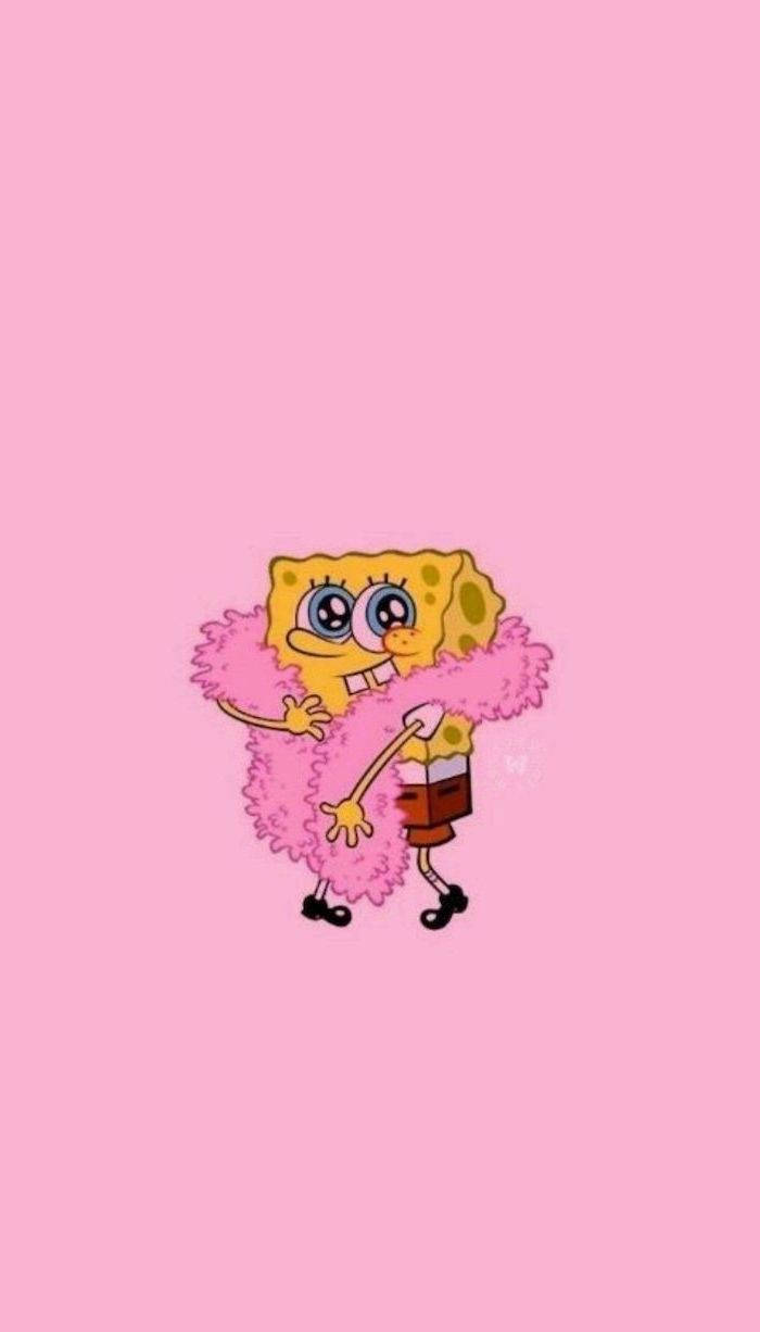 Spongebob On Cute And Pink Backdrop Wallpaper