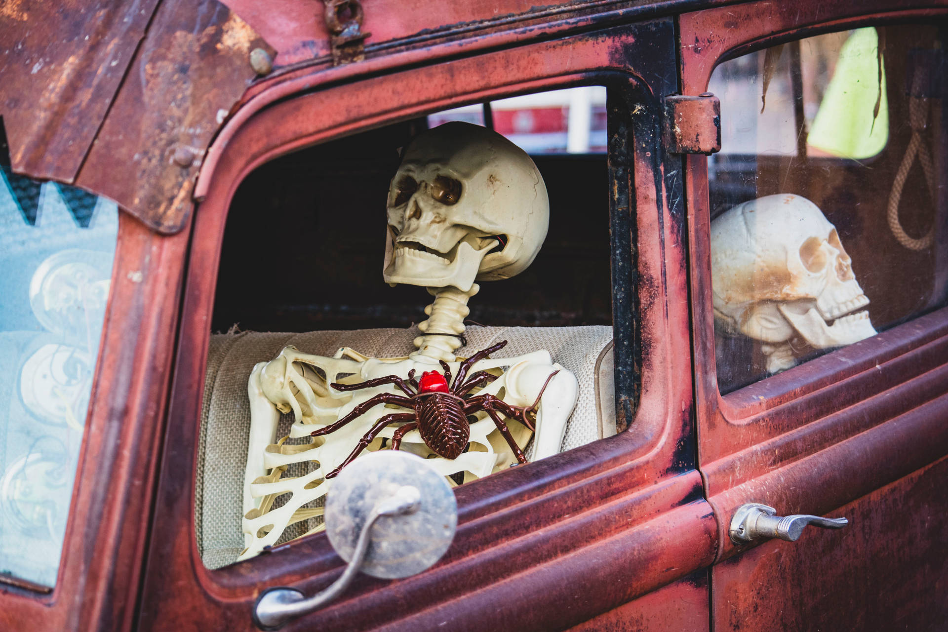 Spooky Skeletons On The Car Wallpaper
