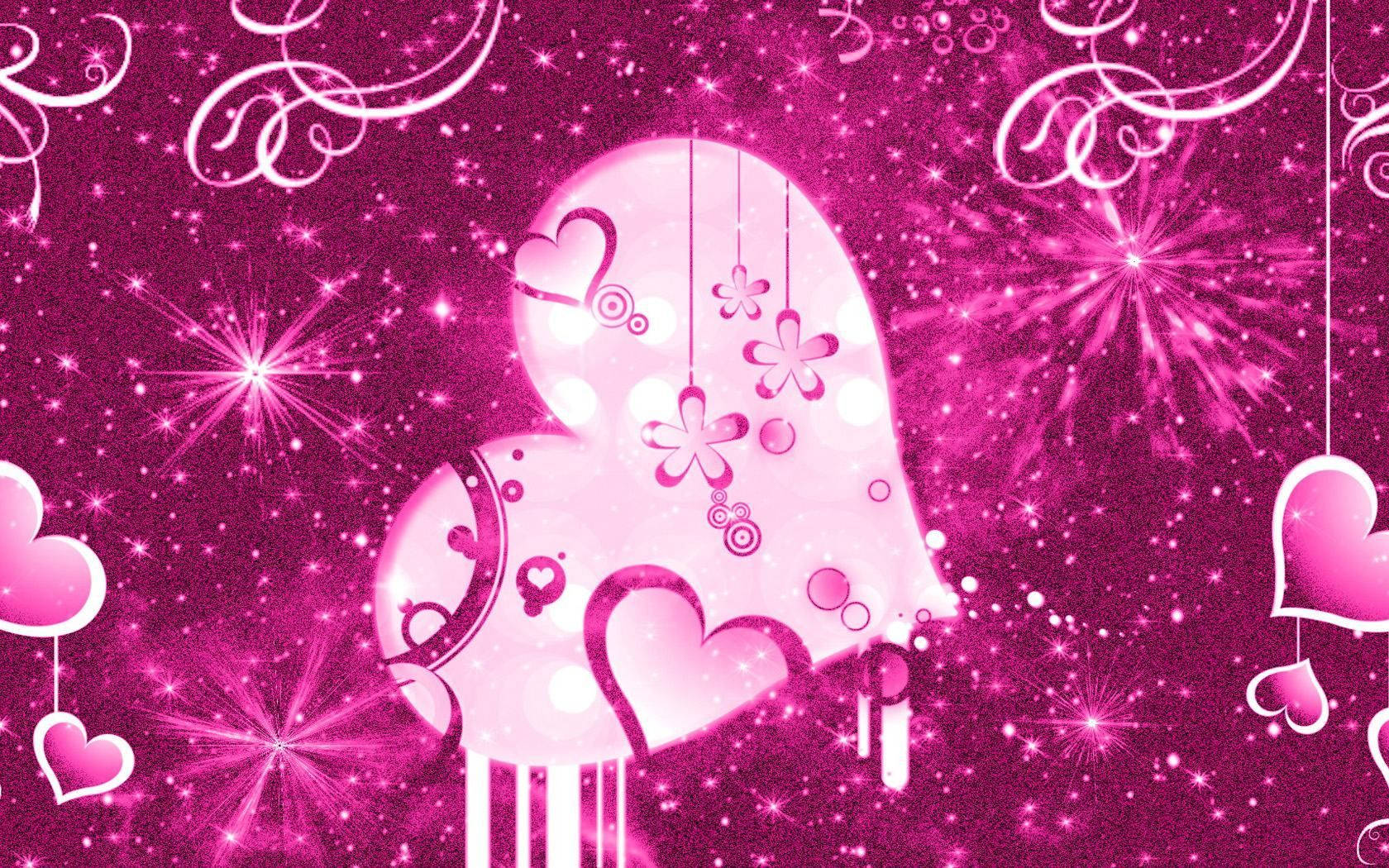 Spread Love With Girly Purple Glitter Hearts Wallpaper