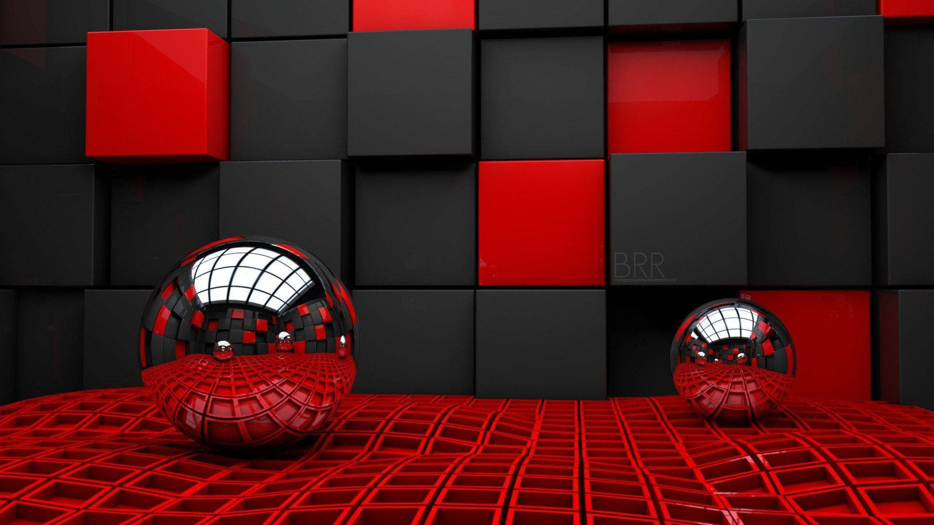 Steel Balls On Cool Red Surface Wallpaper