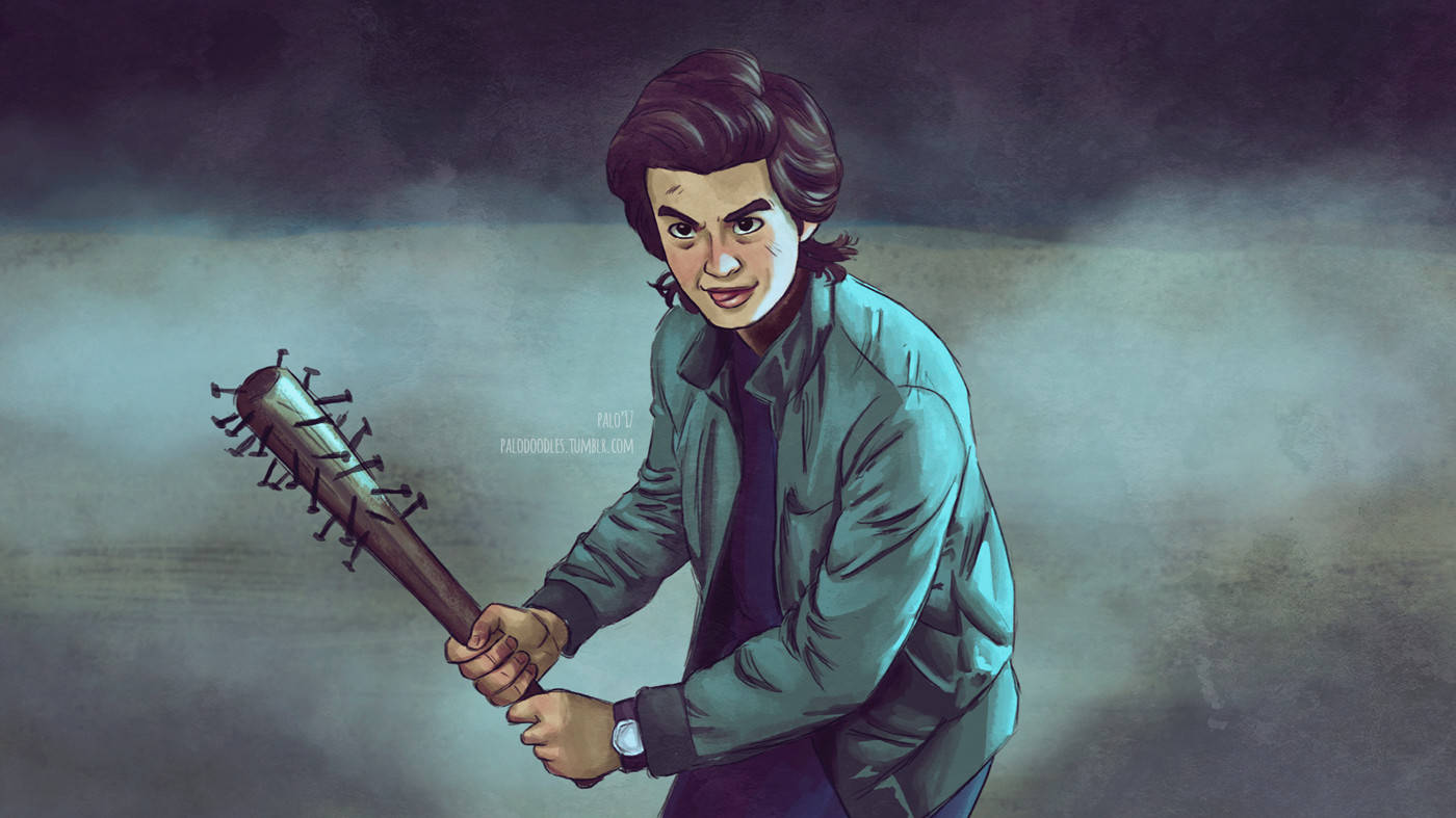 Steve Harrington Nail Bat Digital Illustration Wallpaper