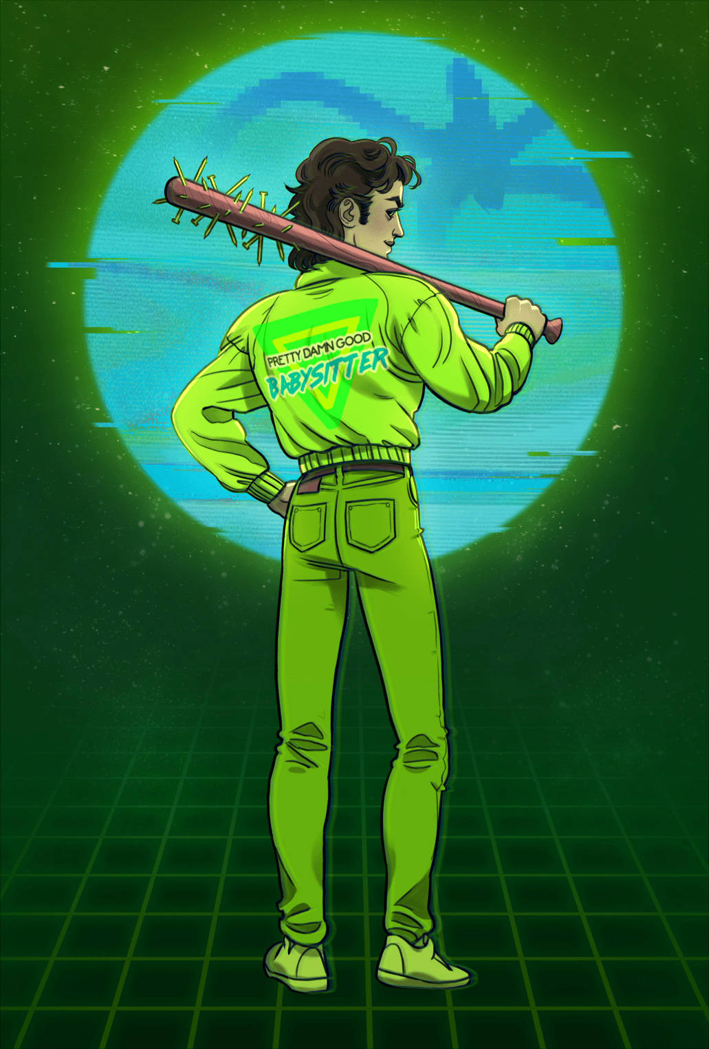 Steve Harrington Retro Green Digital Art Wallpaper