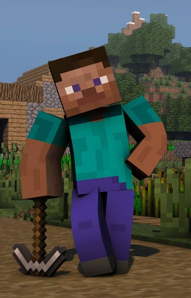 Steve Holding A Pickaxe Best Minecraft Wallpaper