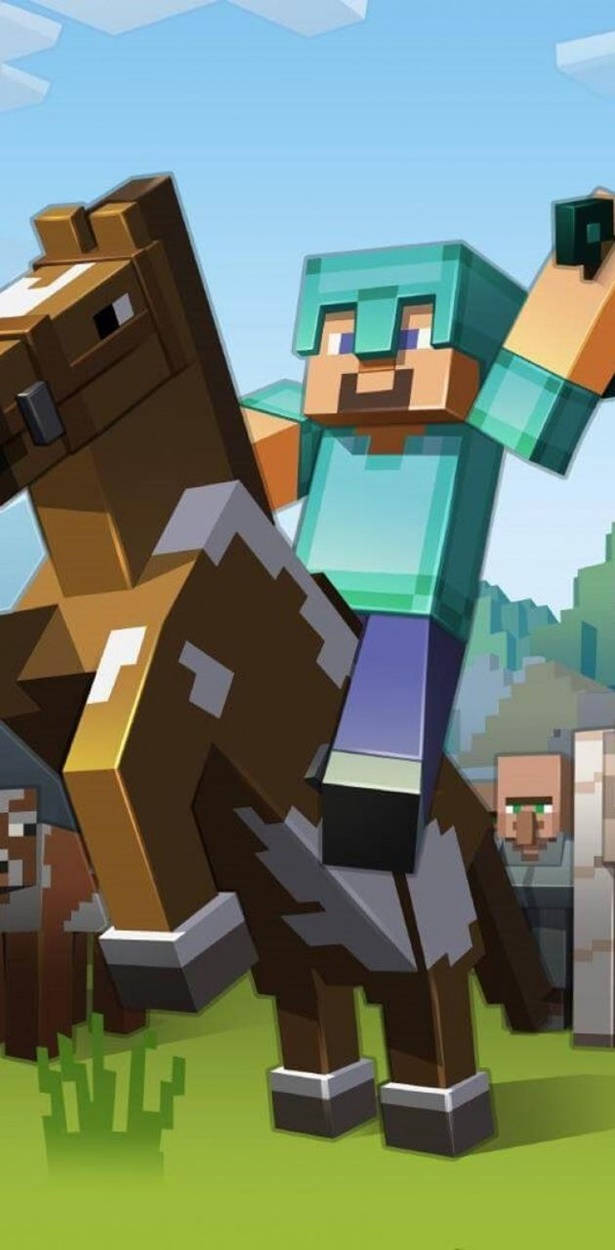 Steve Riding Horse Minecraft Iphone Wallpaper